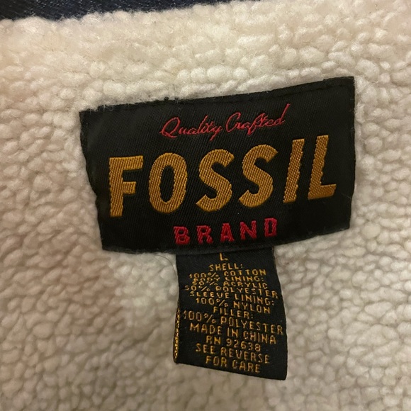Retro Denim Jacket Fossil Brand 70s Fleece Lined - Picture 5 of 5